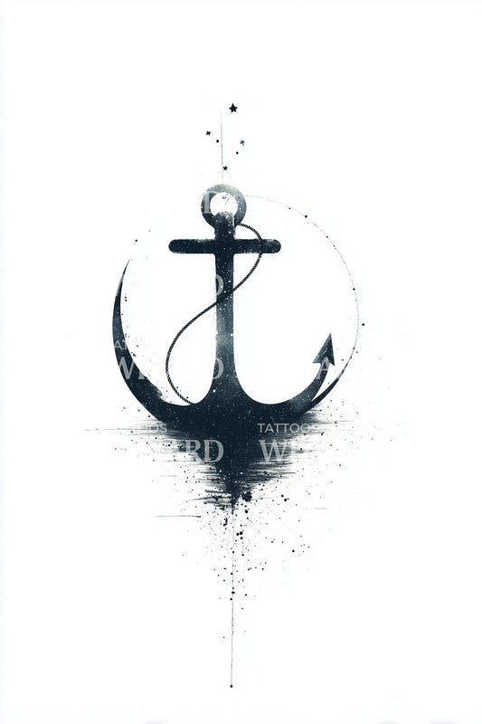 Watercolor Anchor Splash Tattoo Design