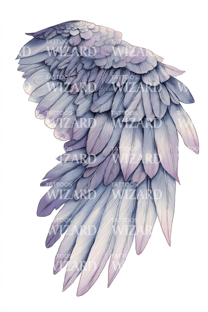Watercolor Angel Wing Plumage Tattoo Design