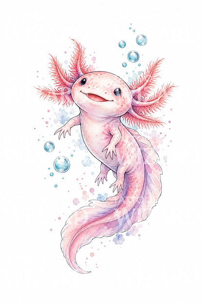 Watercolor Axolotl Tattoo Idea