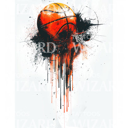 Watercolor Basketball Inspired Tattoo Design