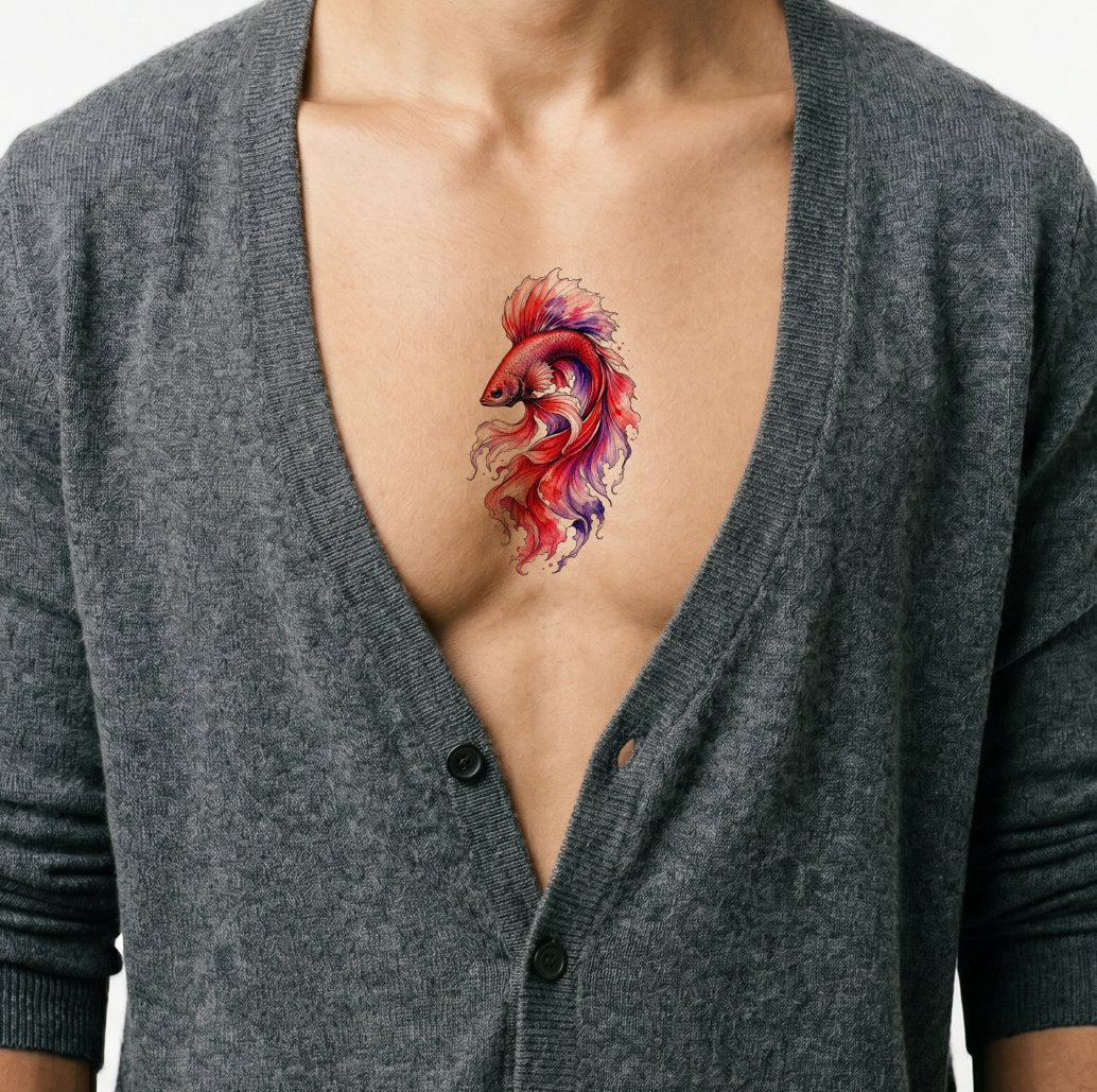 Watercolor Betta Fish Tattoo Design
