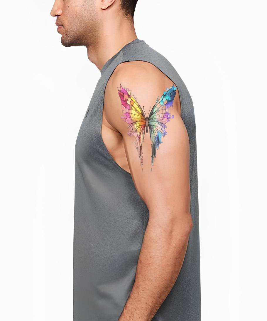 Watercolor Geometric Butterfly Tattoo Design