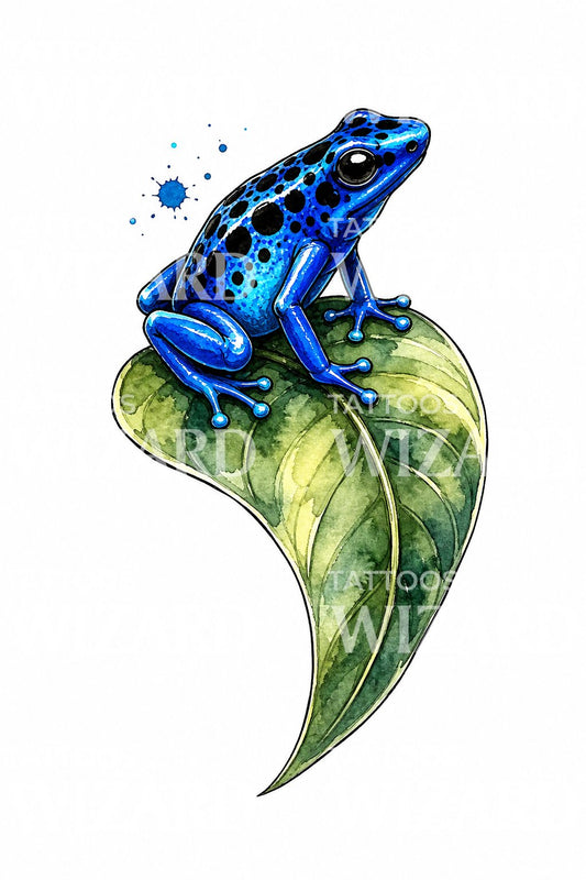 Design tatuaggio rana freccia ad acquerello