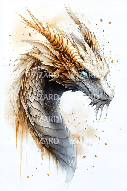 Waterverf Draak Wapen Tattoo Ontwerp