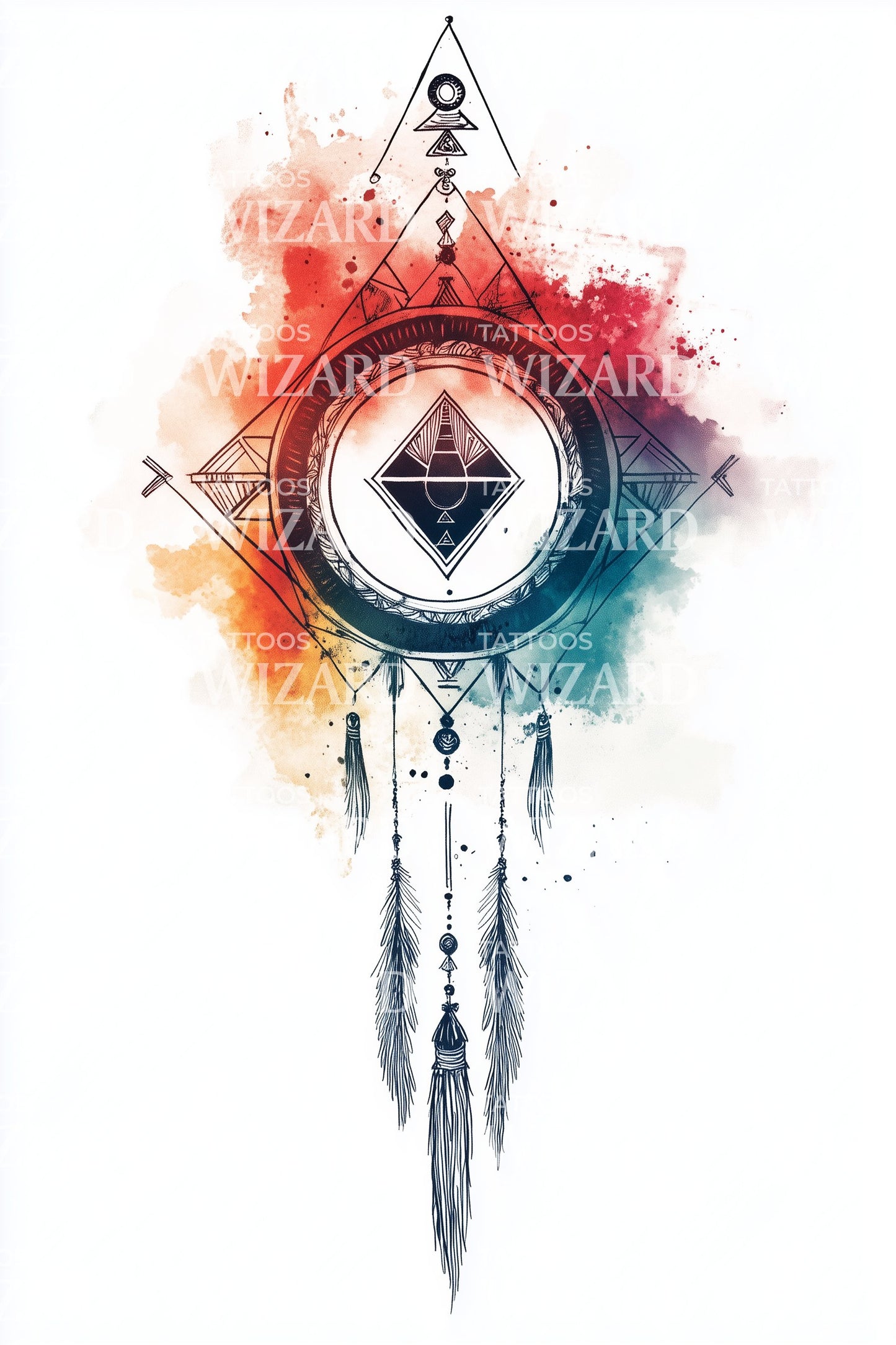 Watercolor Eye Triangle Tattoo Design