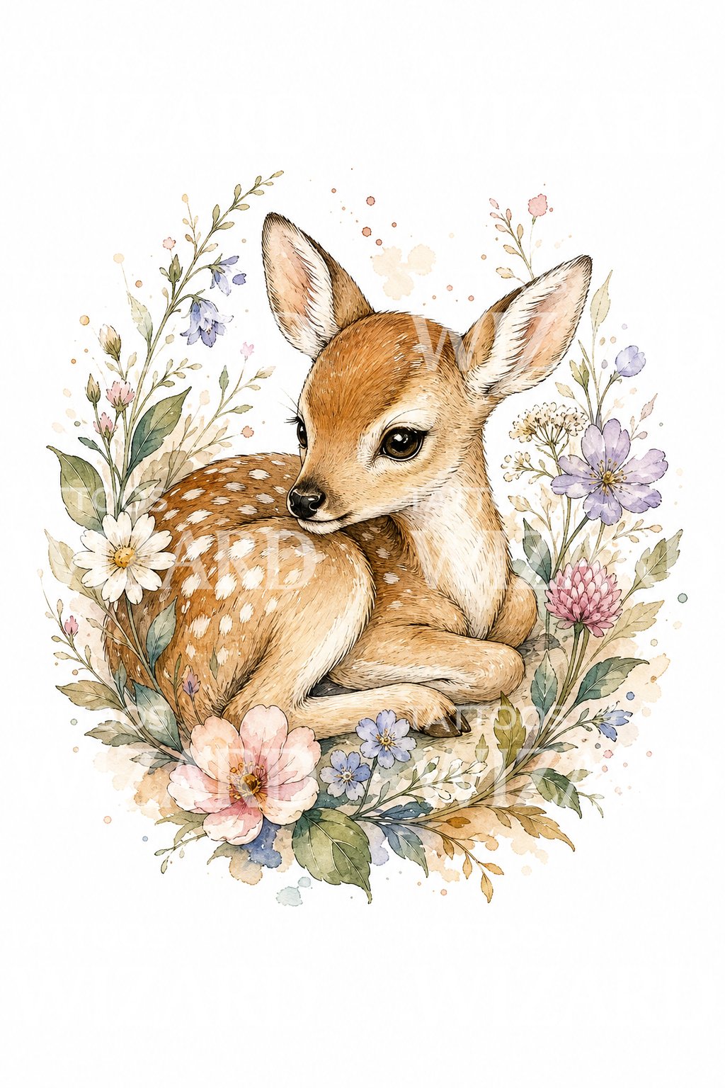 Watercolor Fawn Tattoo Design