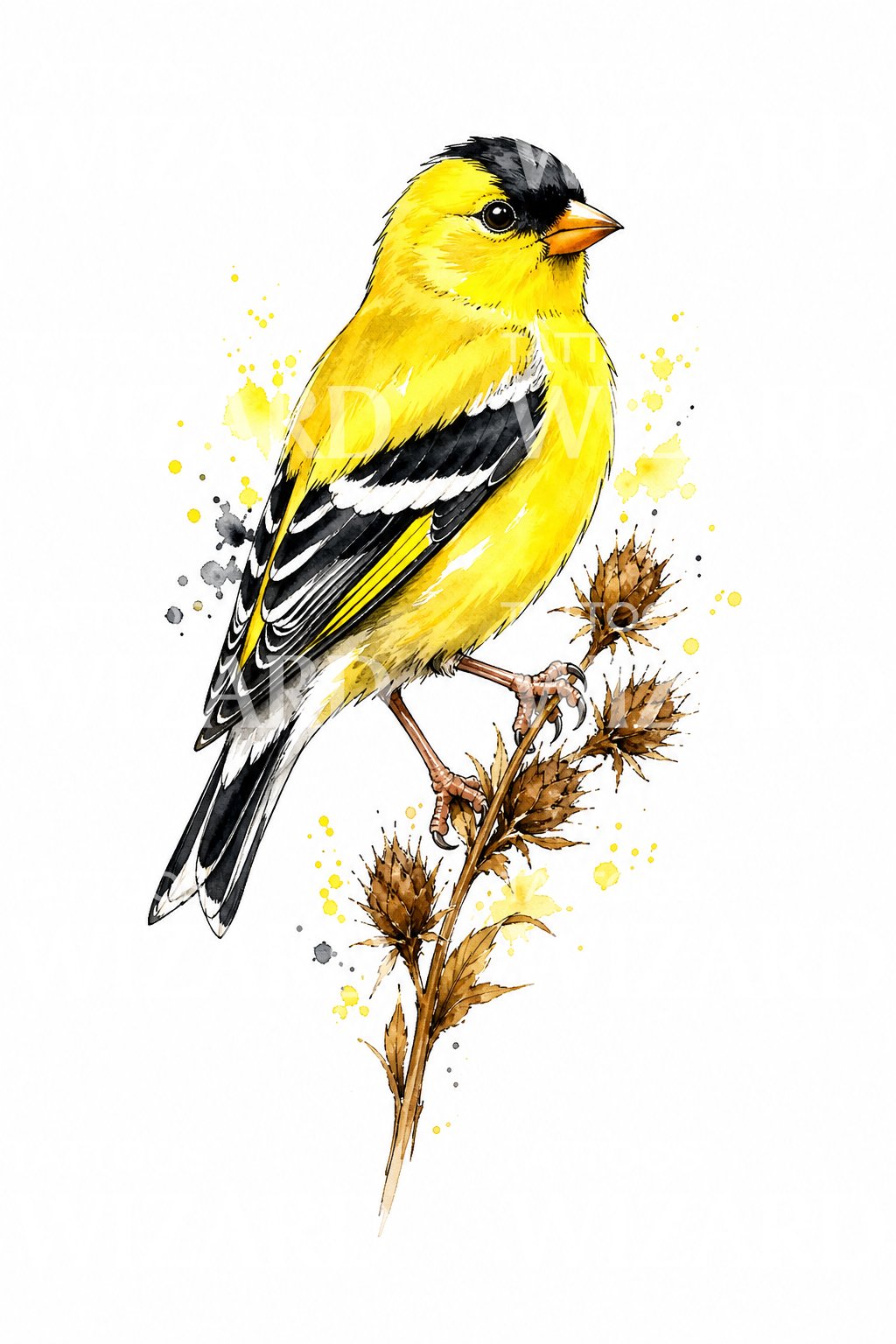 Watercolor Goldfinch Tattoo Design