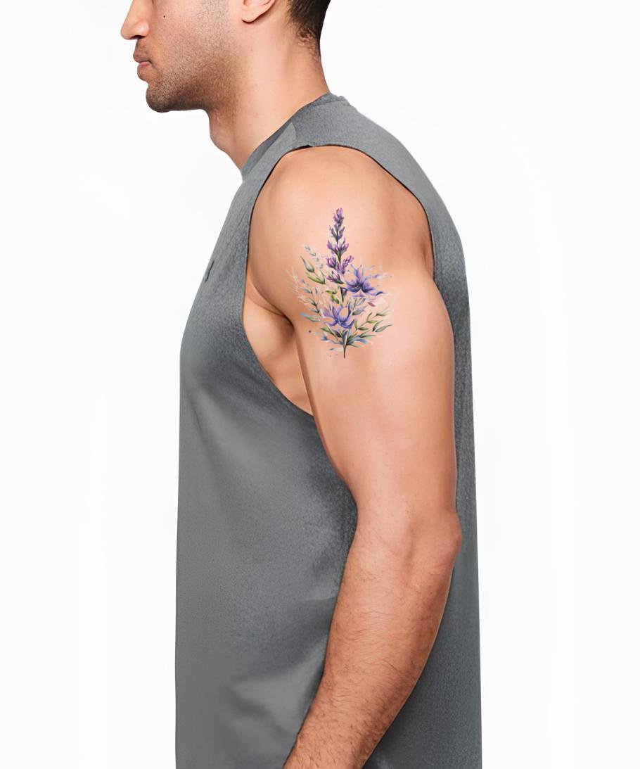 Design de Tatuagem de Flor de Heather em Aquarela