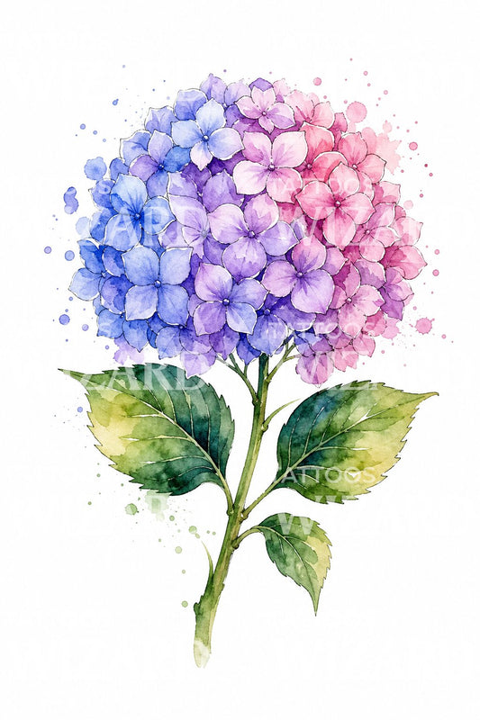 Σχέδιο Τατουάζ Ορτανσία Watercolor