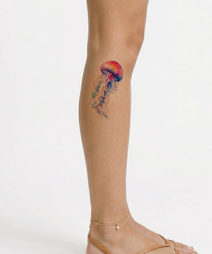 Lebhaftes Aquarell-Quallen Tattoo-Design