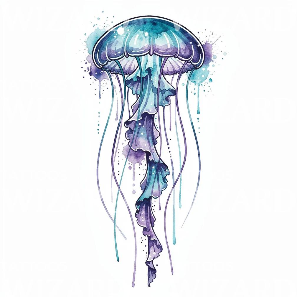 Watercolor Jellyfish Tattoo Design