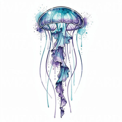 Watercolor Jellyfish Tattoo Design