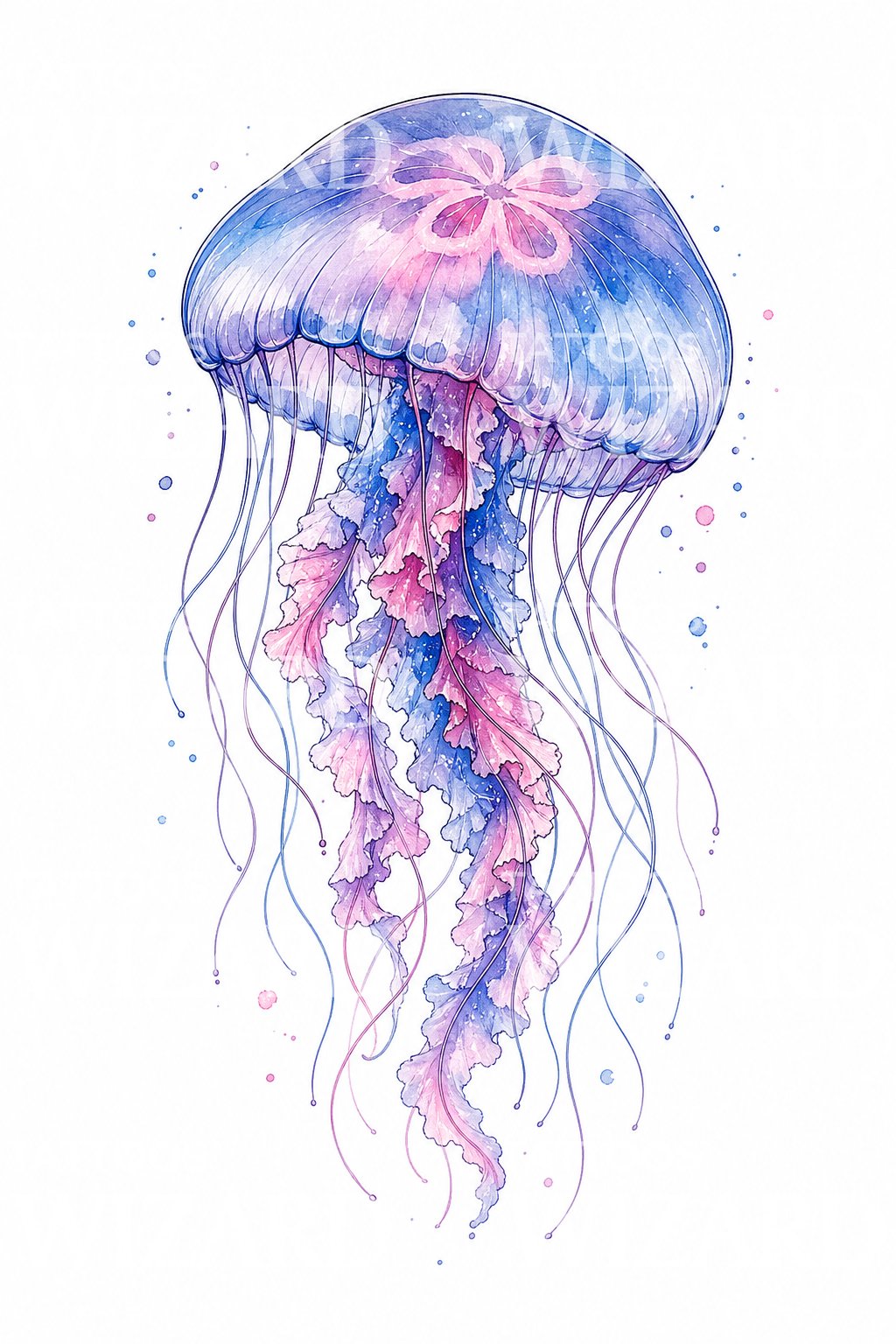 Watercolor Jellyfish Tattoo Illustration