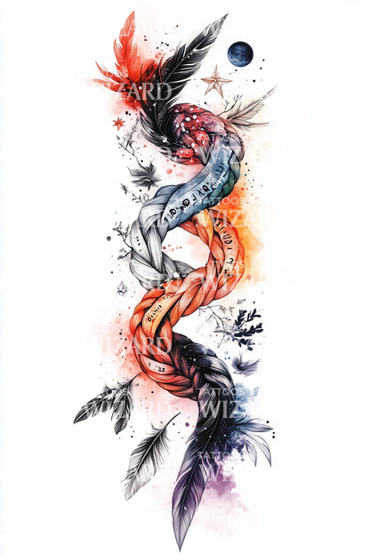 Watercolor Koi Spiral Tattoo Design