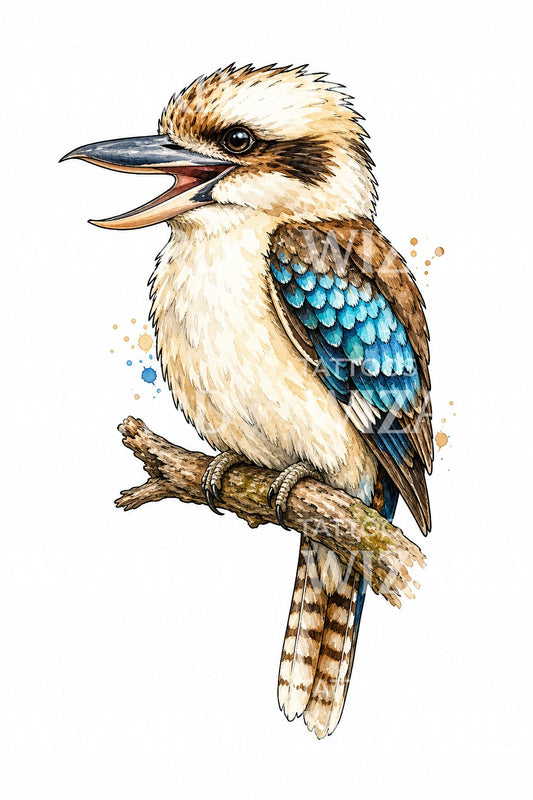 Akvarel Kookaburra Tatoveringsdesign