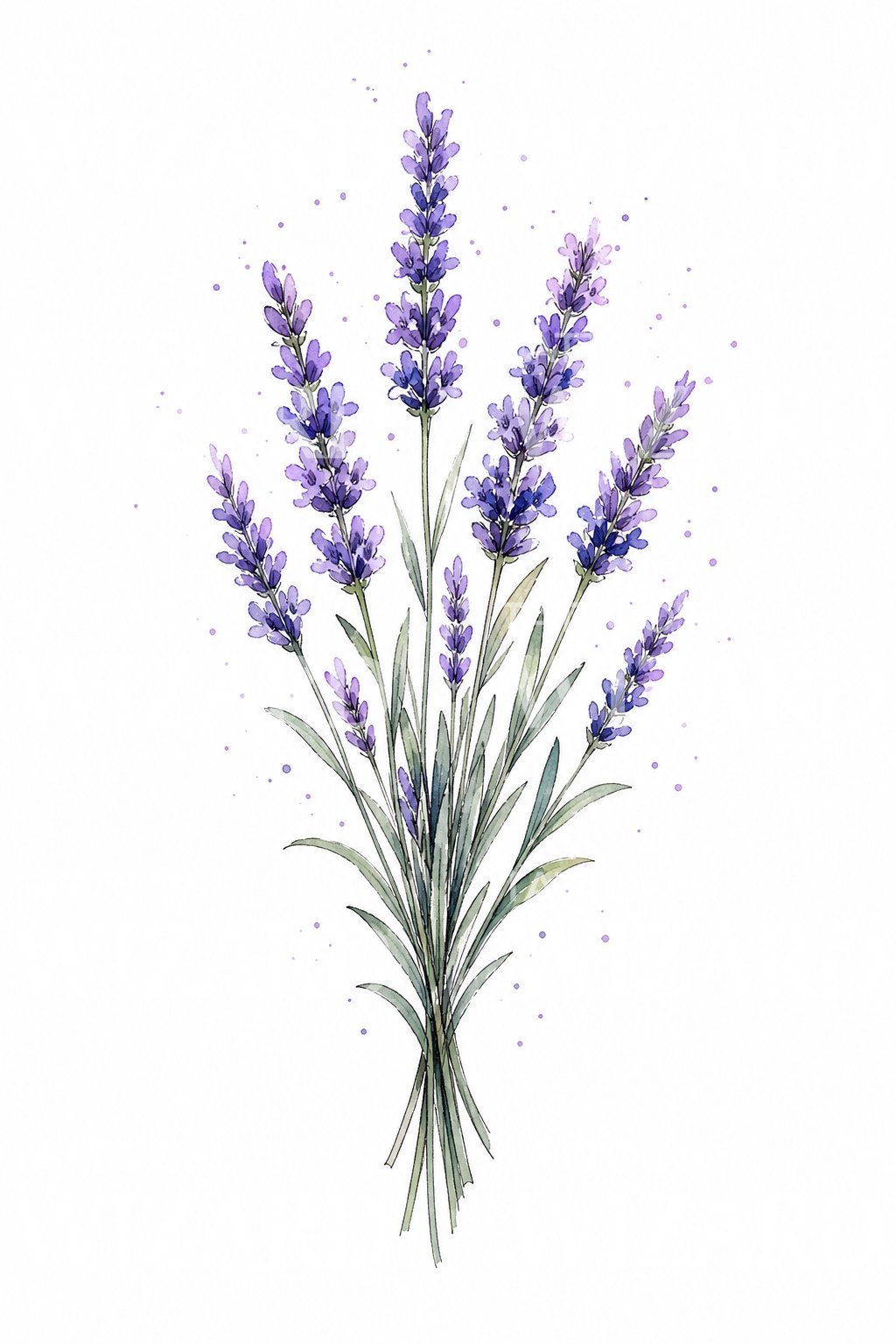 Akvarell Lavendel Tatoveringsdesign