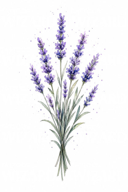 Akvarell Lavendel Tatoveringsdesign