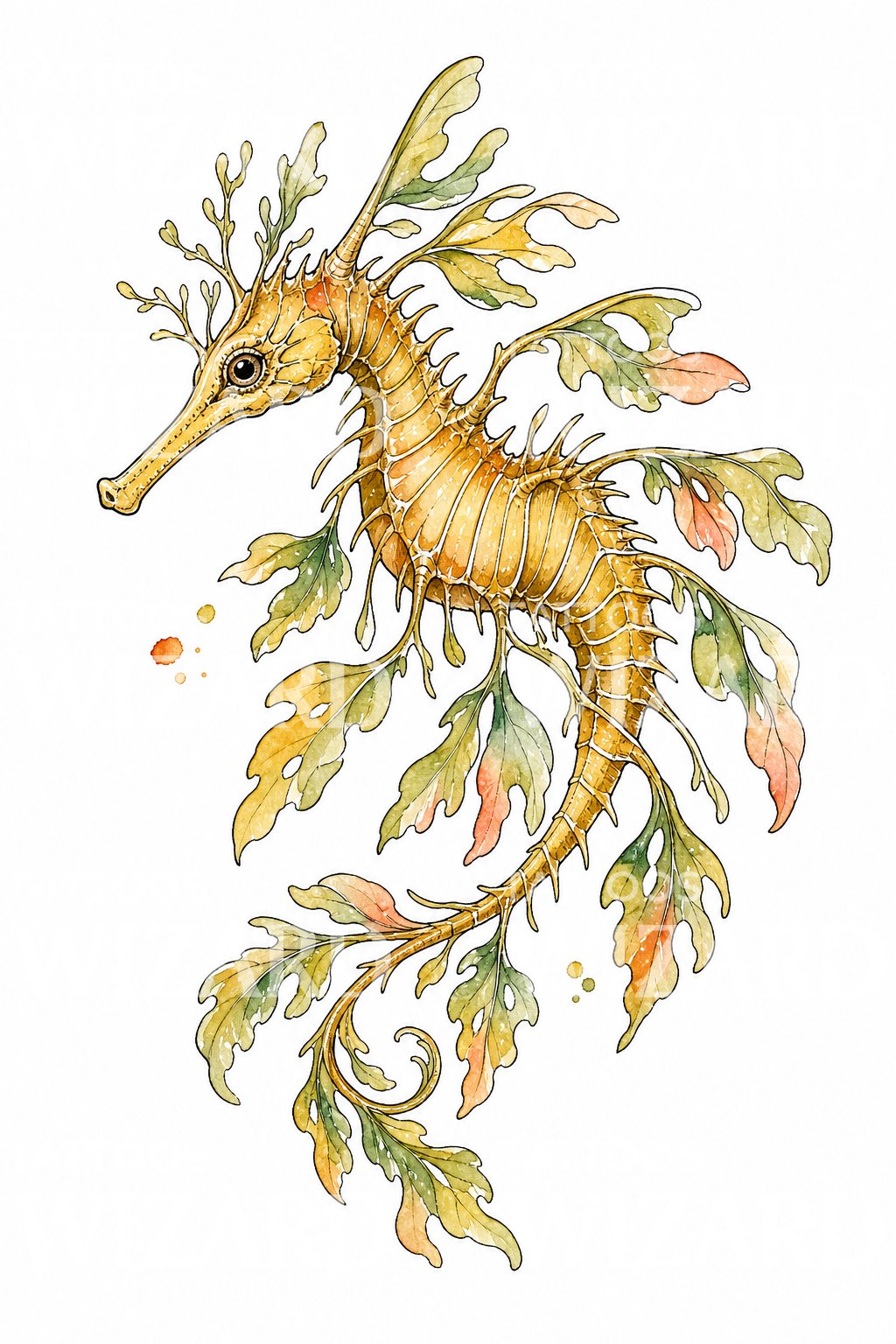 Watercolor Leafy Sea Dragon Tattoo Design