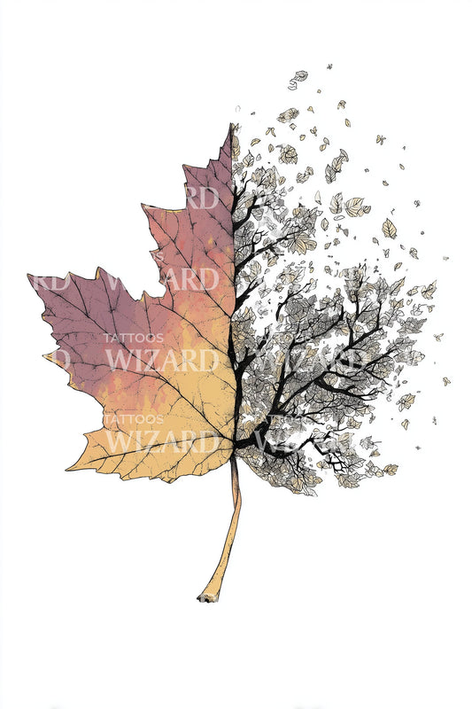 Watercolor Maple Leaf Tattoo Design