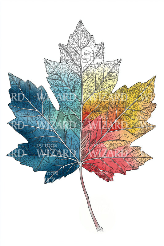 Watercolor Maple Leaf Tattoo Illustration