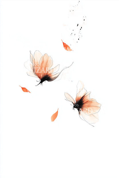 Waterverf Oranje Vlinders Tattoo Illustratie