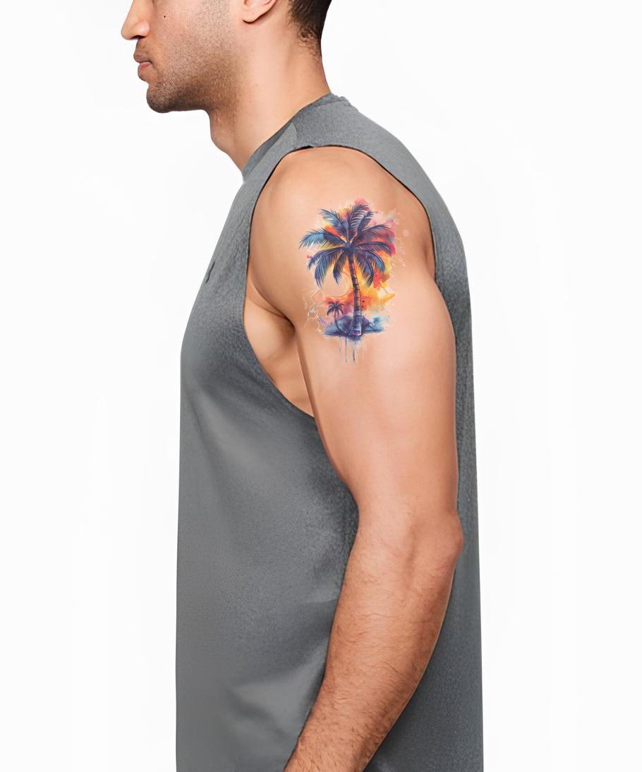 Sunset Palmtree Watercolor Tattoo Design