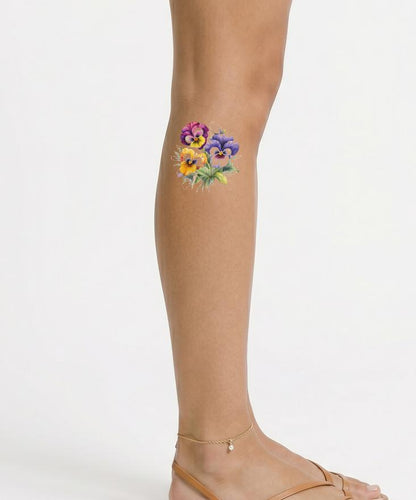 Aquarell Stiefmütterchen Blumenstrauß Tattoo Design
