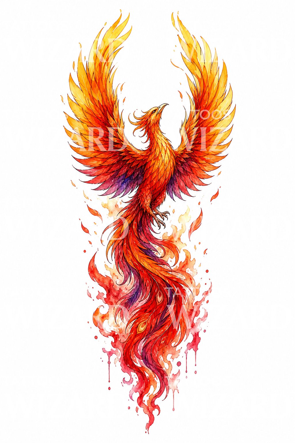 Watercolor Phoenix Tattoo Idea