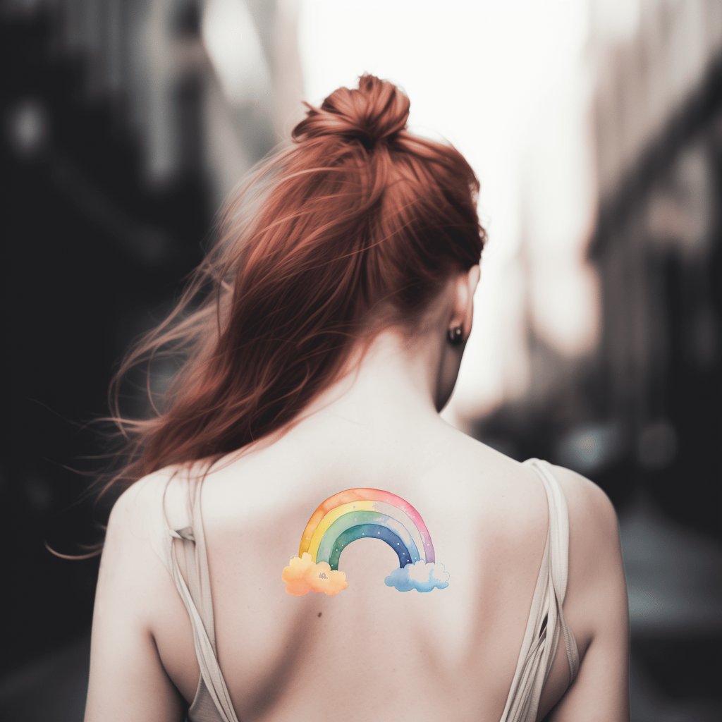 Cute Children Rainbow Tattoo Design