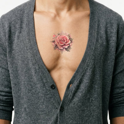 Akvarel Rose Mandala Tatoveringsdesign