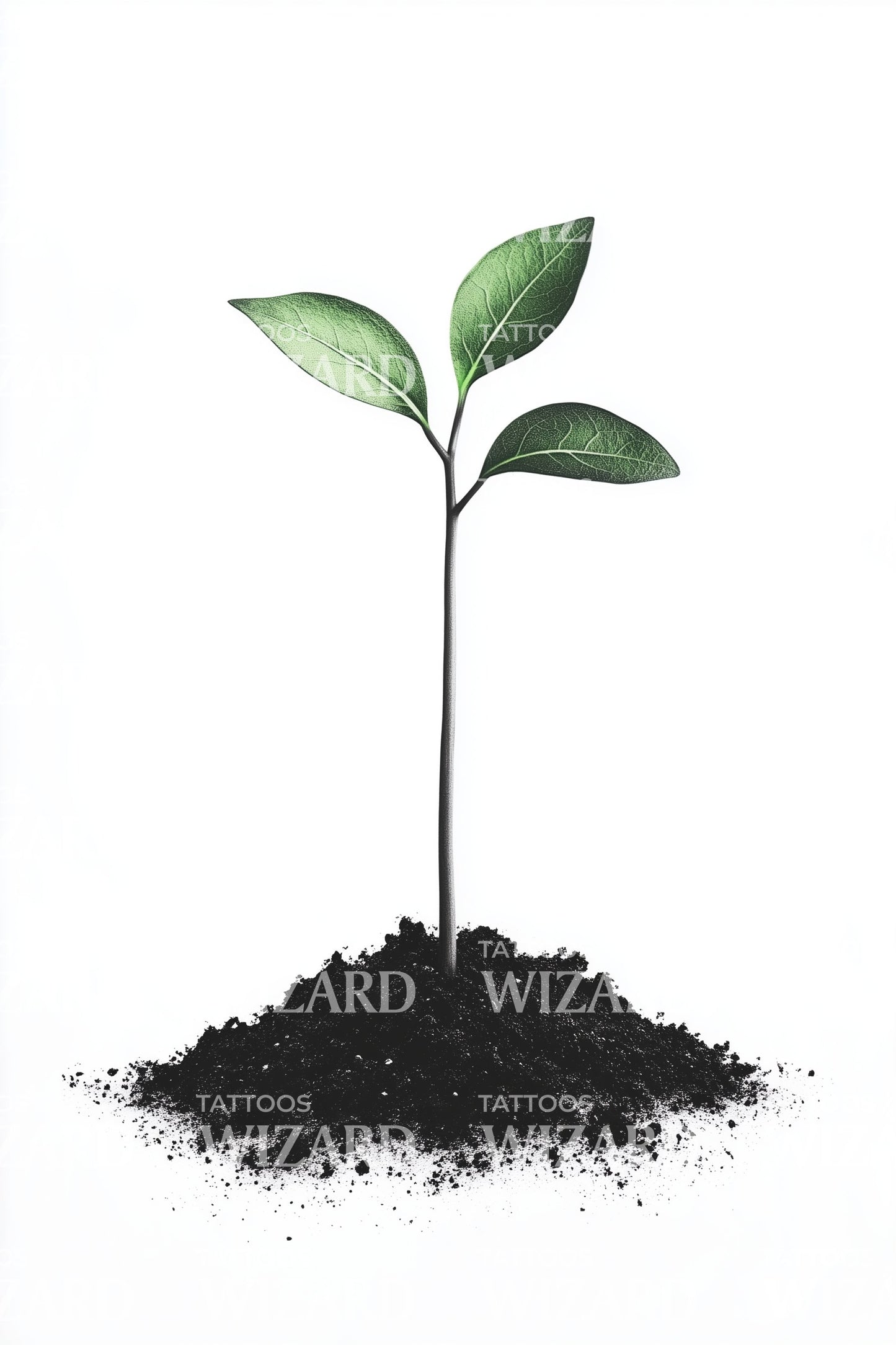 Watercolor Seedling Growth Tattoo Illustration