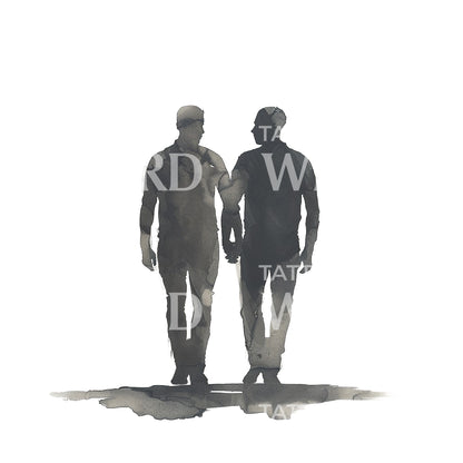Watercolor Silhouette Two Men Tattoo Design