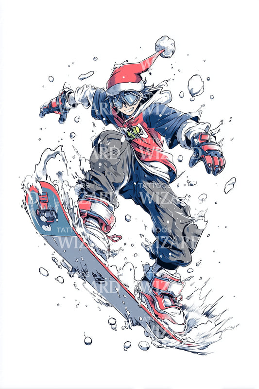 Watercolor Snowboard Tattoo Design