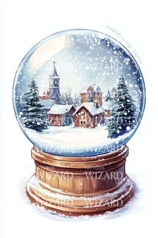Watercolor Snowglobe Tattoo Design