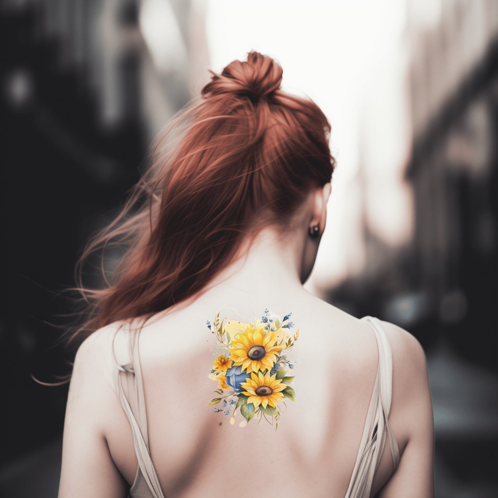 Aquarell Sonnenblumen Tattoo Design