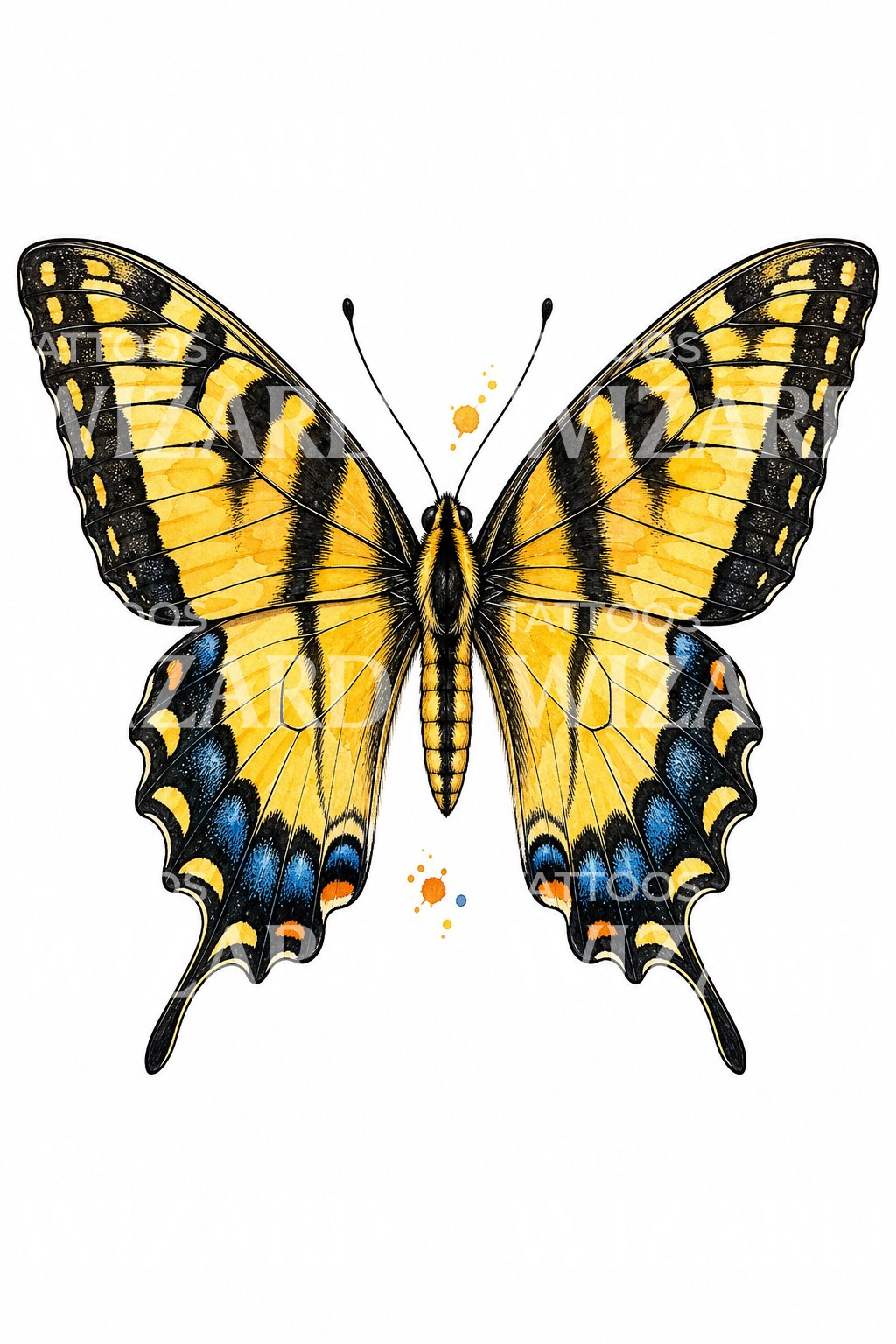 Watercolor Swallowtail Butterfly Tattoo Design