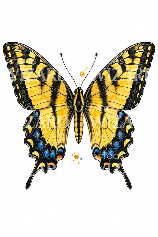 Aquarell Schwalbenschwanz Schmetterling Tattoo Design