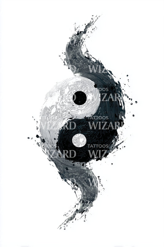 Watercolor Yin Yang Tattoo Design