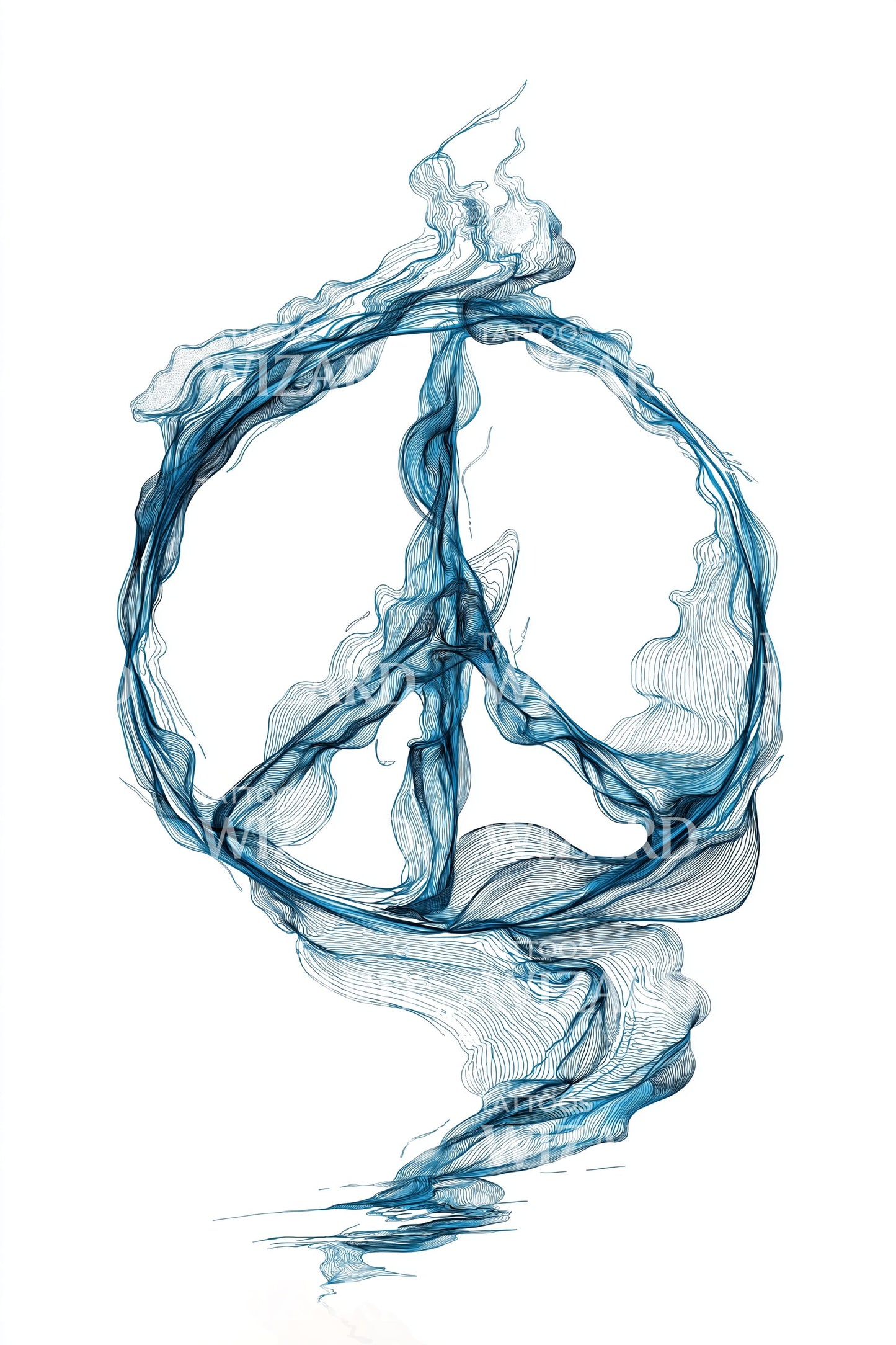 Waterflow Peace Emblem Tattoo Design
