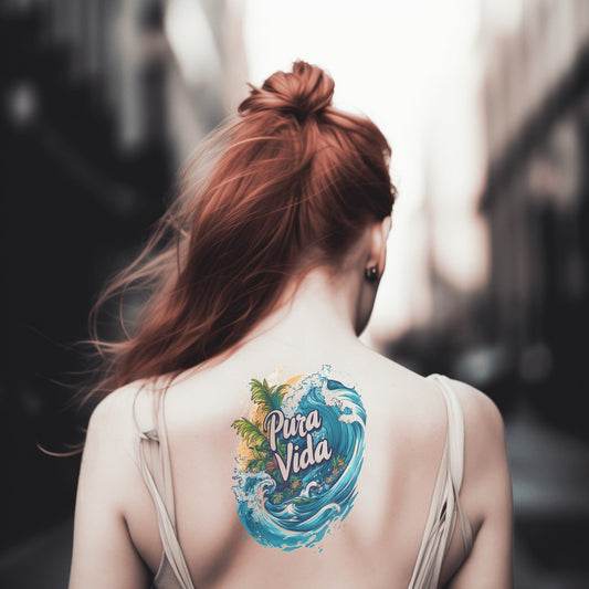 Pura Vida Big Wave Tattoo Design