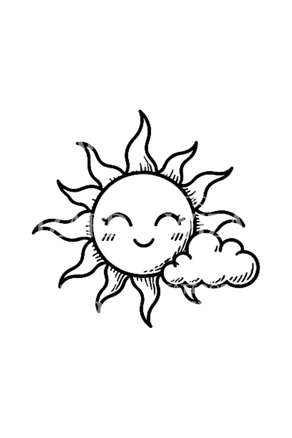 Wavy Ray Happy Sun Pen Doodle Tattoo Idea