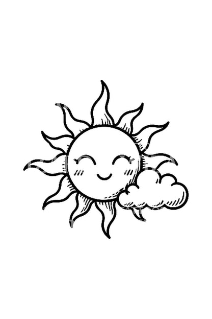Wavy Ray Happy Sun Pen Doodle Tattoo Idea