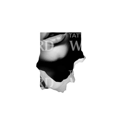 Beautiful Lips Behind Paper Cut Tattoo Design