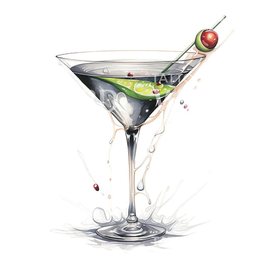 New School Martini Tattoo Design