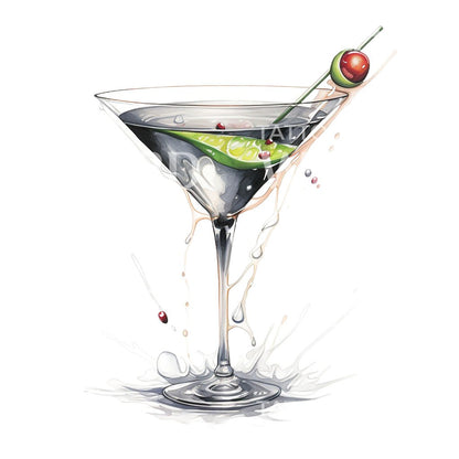 New School Martini Tattoo Design