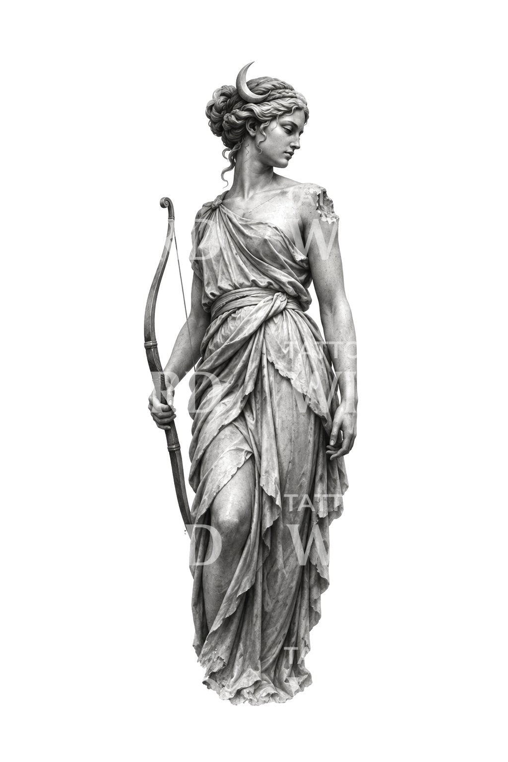 Tatoveringsidé: værbitt Artemis-statue