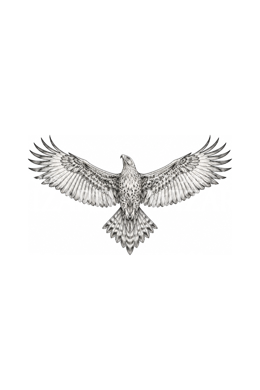 Fineline-tatueringsdesign med kilstjärtsörn i flykt