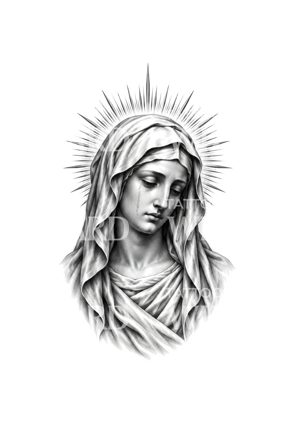 Tattoo-design av den gråtende Smertens Madonna