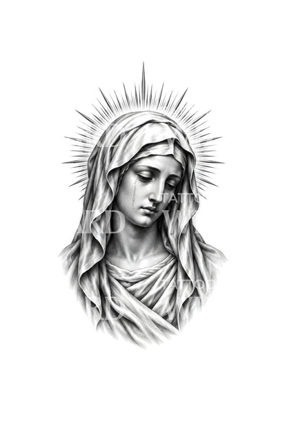 Tattoo-design av den gråtende Smertens Madonna