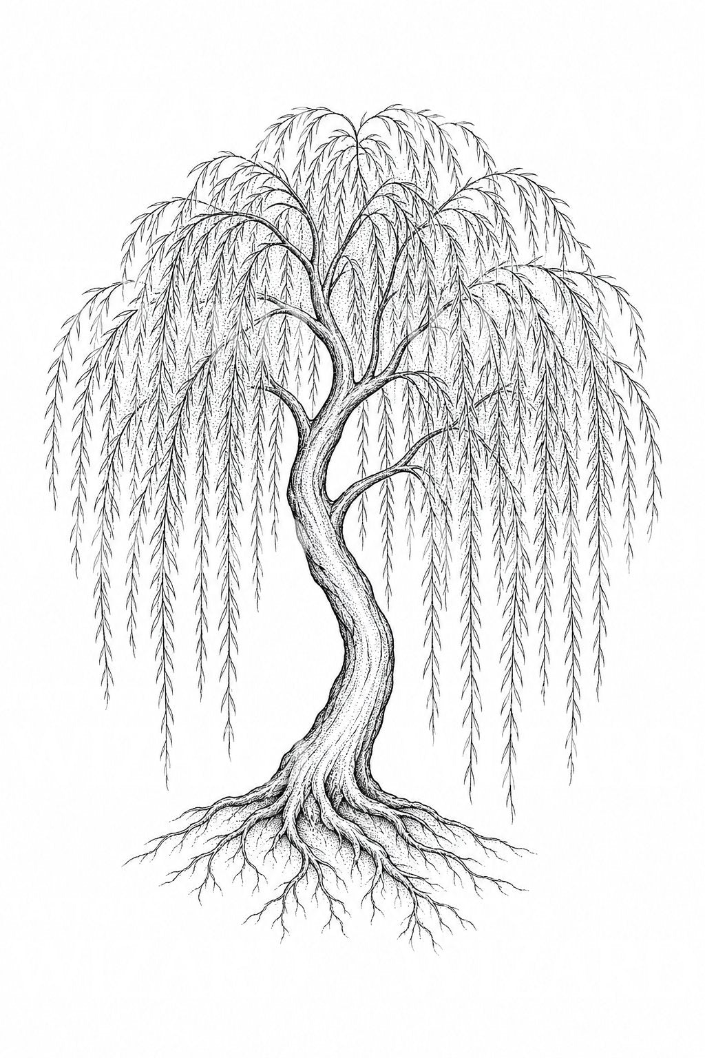 Modèle de tatouage de saule pleureur